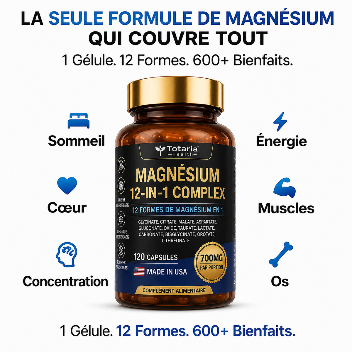 Totaria Magnesium Complex 12 en 1™ - Gélules au Magnésium